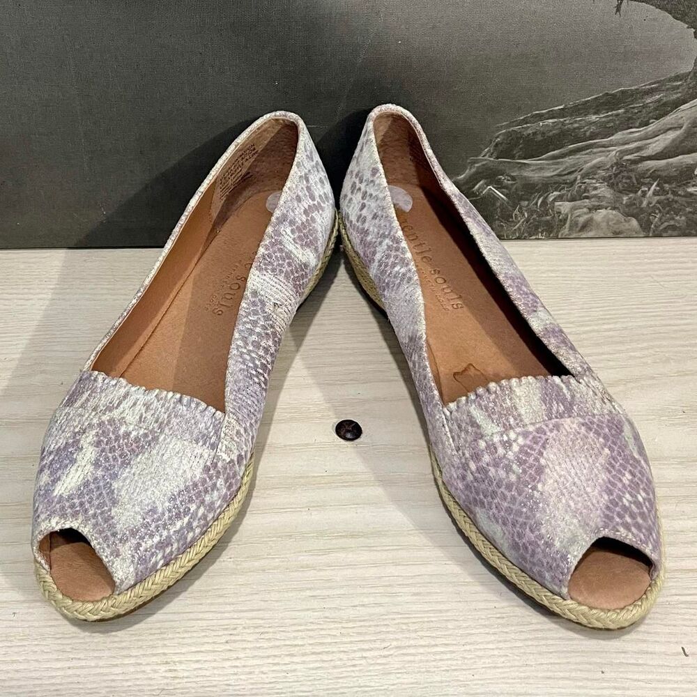 Snake Skin Print Size 9.5 Gentle Souls by Kenneth Cole Leather Sandals Peep Toe